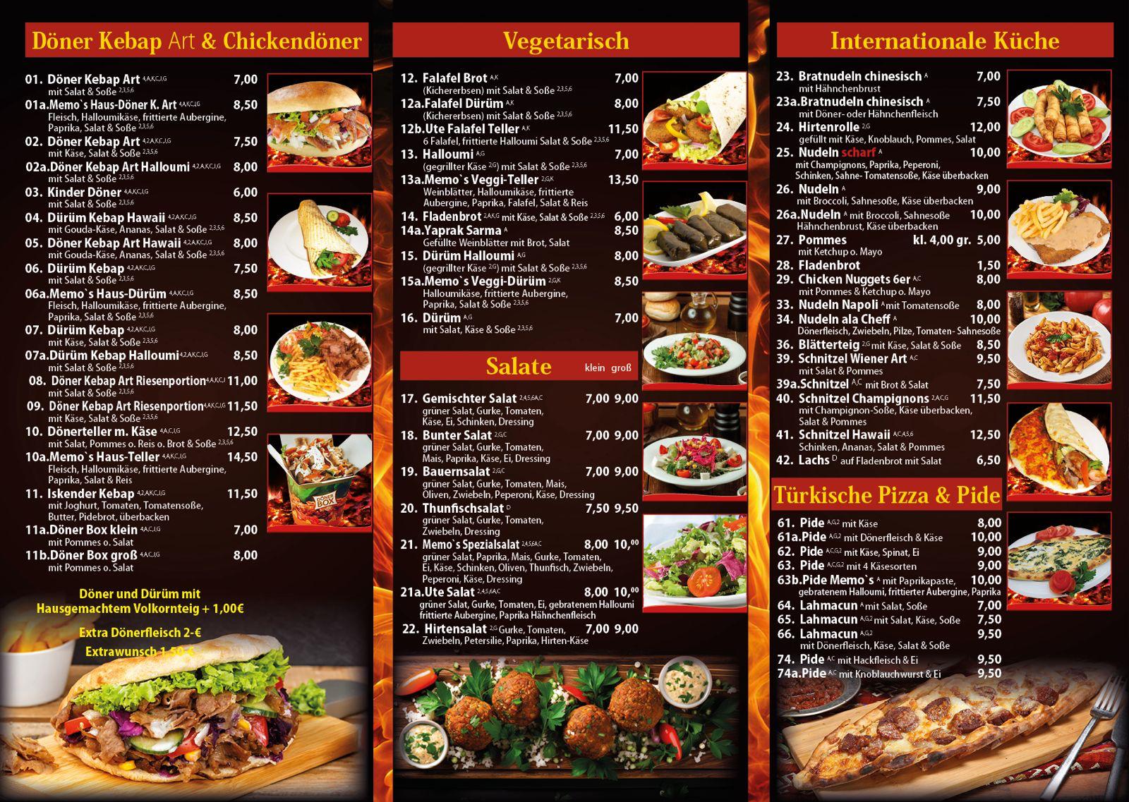 Speisekarte Döner